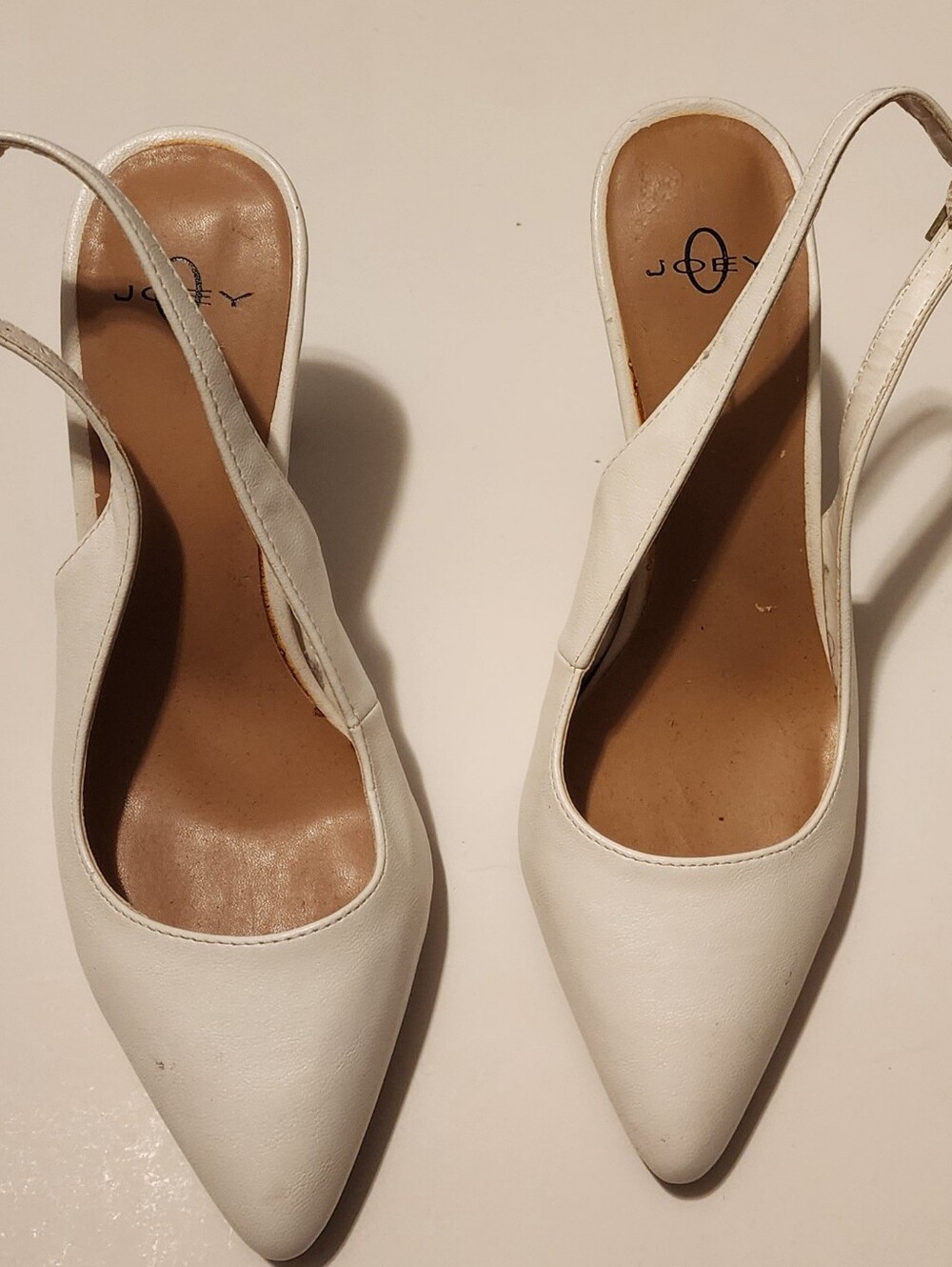 White Pointed-Toe Slingback Pumps - Size 8